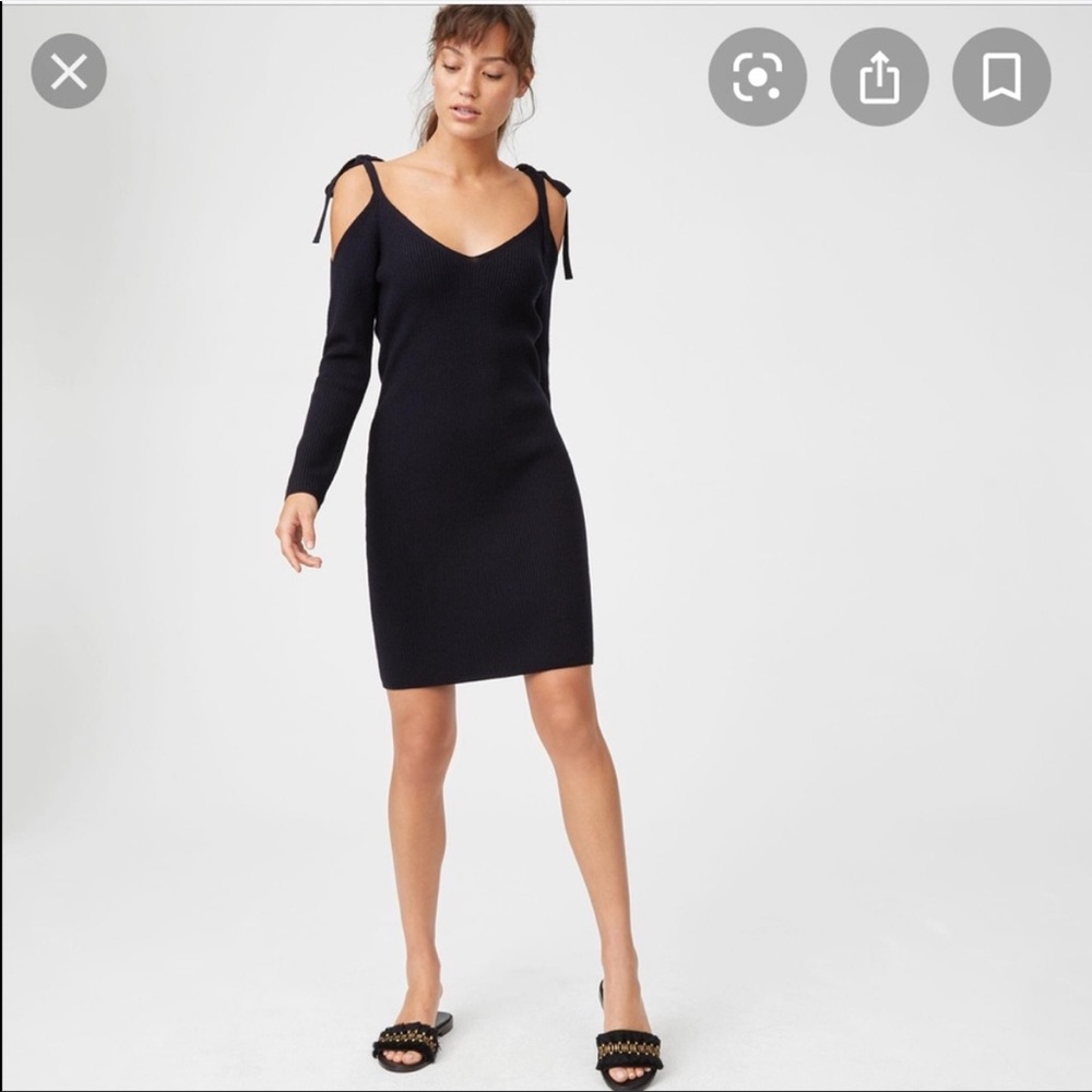 club monaco zyvina cold shoulder Wool sweater dress tie knots Black size XS